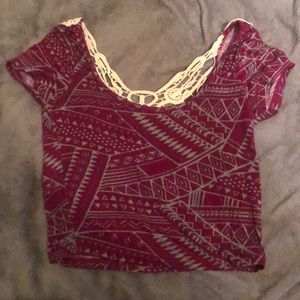Maroon tank with lace back